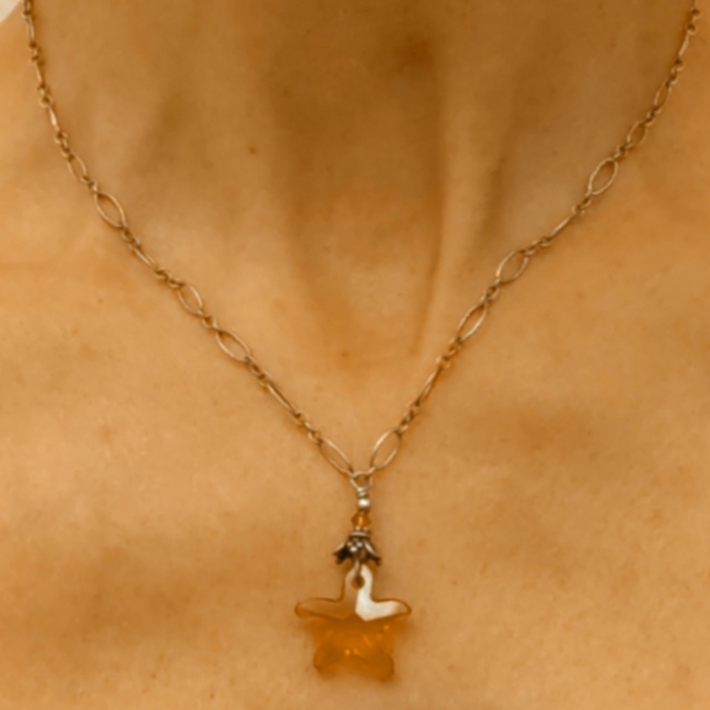 Swarovski Crystal Star Sterling Pendant Necklace - Picture 9 of 9